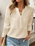 Women's Long Sleeve Blouse Spring/Fall White Plain Buckle Stand Collar Daily Going Out Casual Top