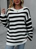 Loose Crew Neck Casual Striped Sweater