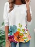 Loose Floral Casual Jersey T-Shirt Early Autumn
