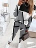 Geometric Contrast Patchwork Casual Suit
