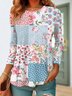 Floral printed casual round neck women's T-shirt