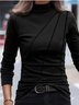 Casual Jersey Loose Plain Blouse