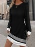 Casual Color Block Jersey Loose Dress