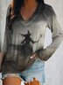 Witch V-neck casual women's T-shirt