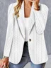 Plain Casual Buckle Lapel Collar Blazer