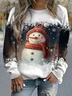 Christmas Casual Crew Neck Loose Snowflake Sweatshirt