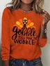 Thanksgiving Turkey and Letter Printed Women's T-shirt