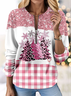 Christmas Plaid Casual Loose Crew Neck Sweatshirt