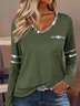 Jersey Loose V Neck Casual Blouse