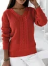 Casual Yarn/Wool Yarn Loose Plain Sweater