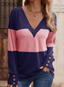 Color Block Jersey Casual Blouse