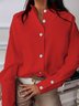 Casual Loose Buckle Plain Shirt