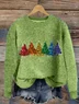 Women's Christmas Tree Knitted Crew Neck Simple Sweater