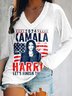 Kamala Harris 2024 President Png V-neck T-shirt