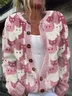 Cute cat color block button knit cardigan