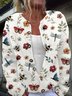 Insect flower embroidery pattern button cardigan