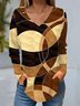 Geometric print casual V-neck women's T-shirt