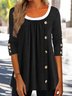 Crew Neck Casual Jersey Blouse