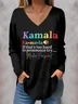 Kamala Harris letter printed V-neck T-shirt
