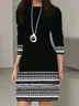 Geometric printed casual round neck dress