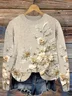 Vintage floral round neck knitted sweater