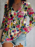 Floral Casual V Neck Blouse