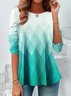 Gradient Geometric Round Neck Casual T-Shirt