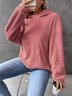 Fluff/Granular Fleece Fabric Casual Plain Sweatshirt