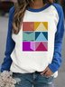 Women's Suffrage Patchwork Print Casual Crew Neck Cotton Regular Fit Sweatshirt