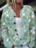 Vintage Water Lily Art Knitted Sweater Cardigan