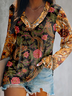 Hippie Contrast Stitching Loose V Neck Vintage T-Shirt