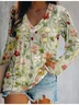 3D Printing Casual V neck Long Sleeve Shirt