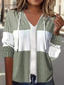 Casual Color Block Loose Hoodie Jacket