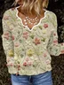 V Neck Floral Loose Casual Blouse
