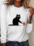 Kamala Harris 2024 Black Cat Casual Long Sleeve Shirt