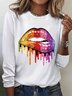 Hippie Mouth Printed Casual Round Neck Women's T-shirt