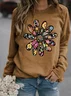 Hippie Floral Peace Loose Casual Sweatshirt