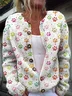 Cute dog paw knitted button cardigan