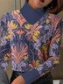Ethnic Mock Neck Vintage Regular Fit T-Shirt