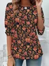 Floral Loose Jersey Casual T-Shirt