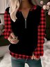 Casual Loose Plaid Sweatshirt