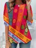 Multicolor Block Vintage Jersey Loose T-Shirt