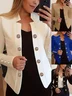 Casual Buckle Long Sleeve Plain Jacket
