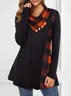 Crew Neck Casual Plaid Loose Blouse