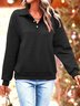 Shawl Collar Casual Plain Loose Sweatshirt