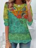 Loose Multicolor Block Vintage Jersey T-Shirt