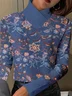 Mock Neck Ethnic Vintage T-Shirt
