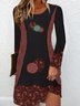 Crew Neck Ethnic Vintage Dress