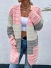 Casual Color Block Wool/Knitting Cardigan