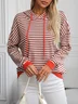 Loose Zipper Casual Striped Sweatshirt
